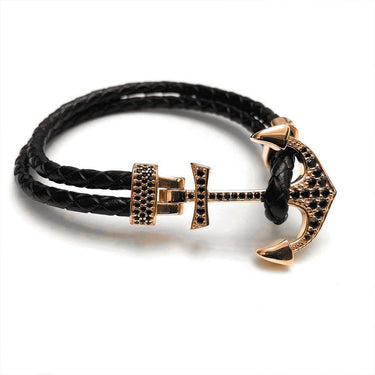Man Bracelet - Man Leather Bracelet - Rose Gold Anchor Bracelet - Men's Bracelet Bracelet XS (14-15cm) Brother & Sisters